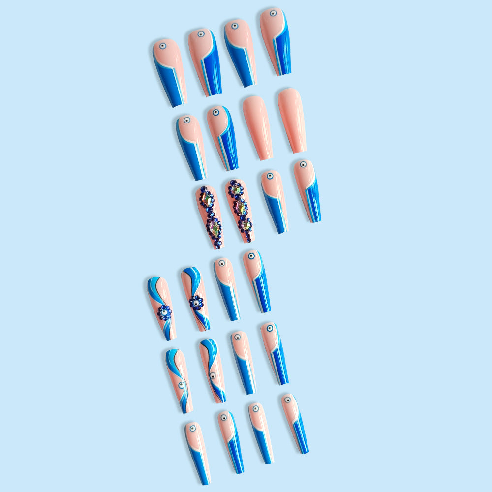 Wholesale Blue Polka Dot Stripe Plastic Nail Art Chips