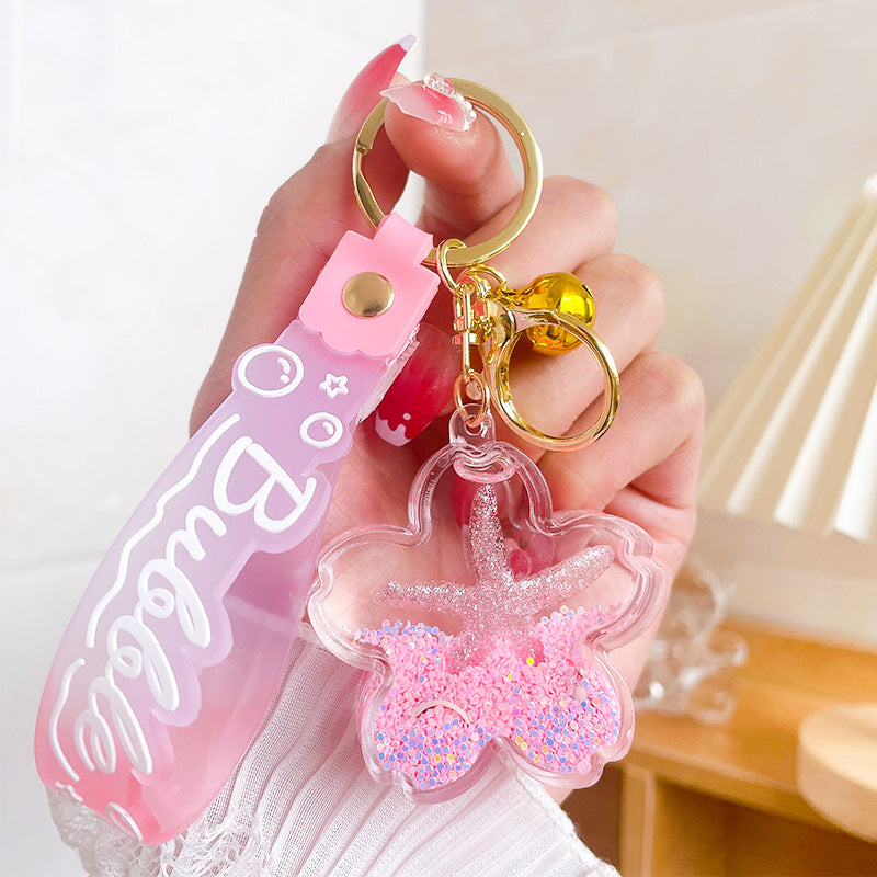 Wholesale Floating Starfish Cherry Blossom Acrylic Keychains