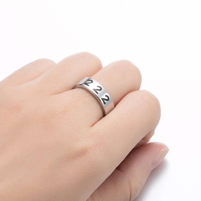 Wholesale Lucky Angel Numbers Stainless Steel Rings