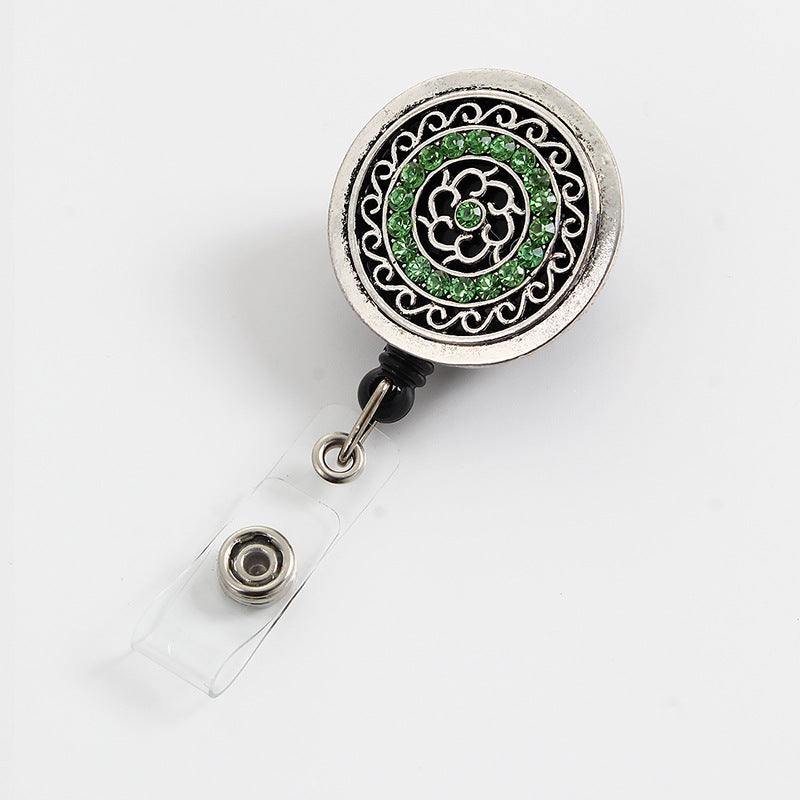 Wholesale Retro Hollow Flower Diamond Retractable Alloy Keychain