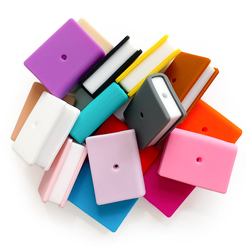 Wholesale 10PCS Stacked Book Shape Rectangle Cartoon Silicone Beads