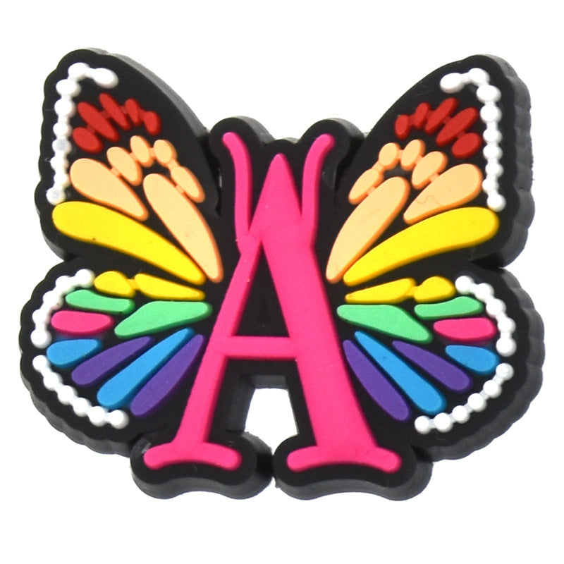 Al por mayor 100 PCS PVC Cartoon Butterfly Alphabet Diy Hebillas
