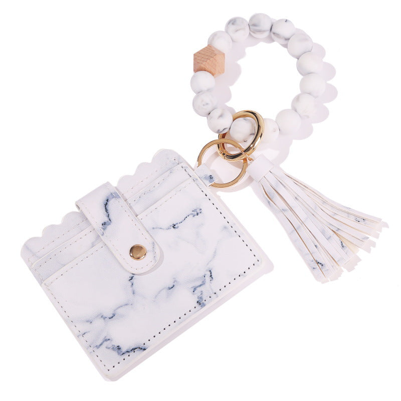 Wholesale Tassel Card Bag Silicone Beaded Wrist Key Chain