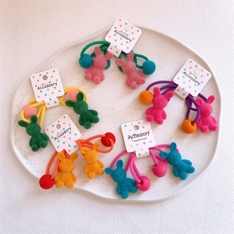 Wholesale Cartoon Flocking Peach Heart Bunny Children Hair Band