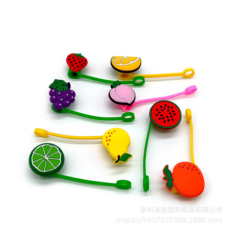 Wholesale 10PCS PVC Cute Fruit Straw Tube Cap