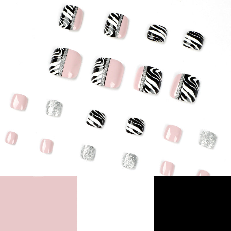 Wholesale Plastic Bare Powder Black and White Lines Footwear Wear Manicure