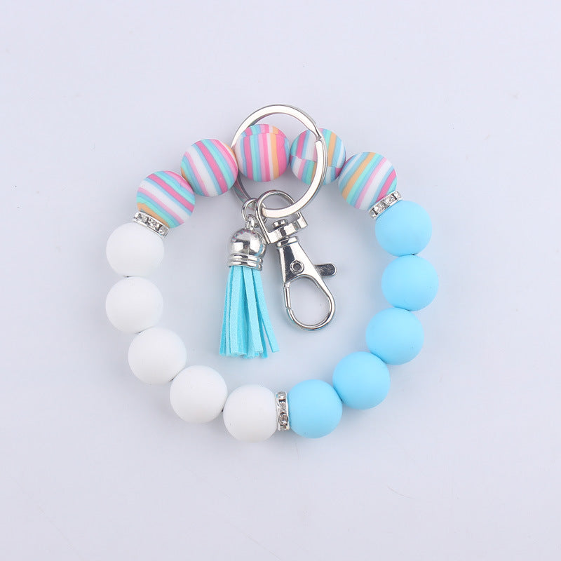 Wholesale Colorful Silicone Tassel Keychain