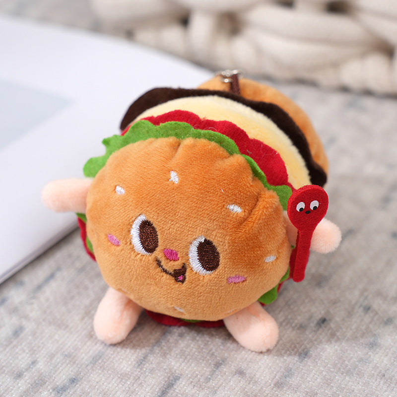 Al por mayor llavero de chocolillo de felpa de la pierna del pollo del hot dog del hamburgo de hamburgo