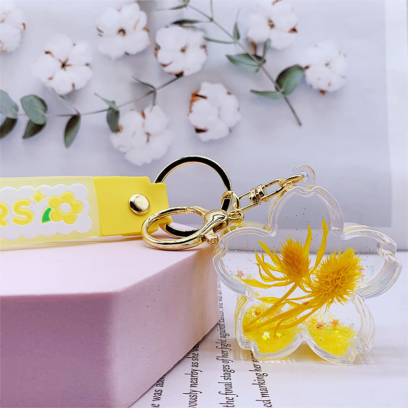 Comercio al por mayor acrílico aceitado flor de cerezo llavero creativo