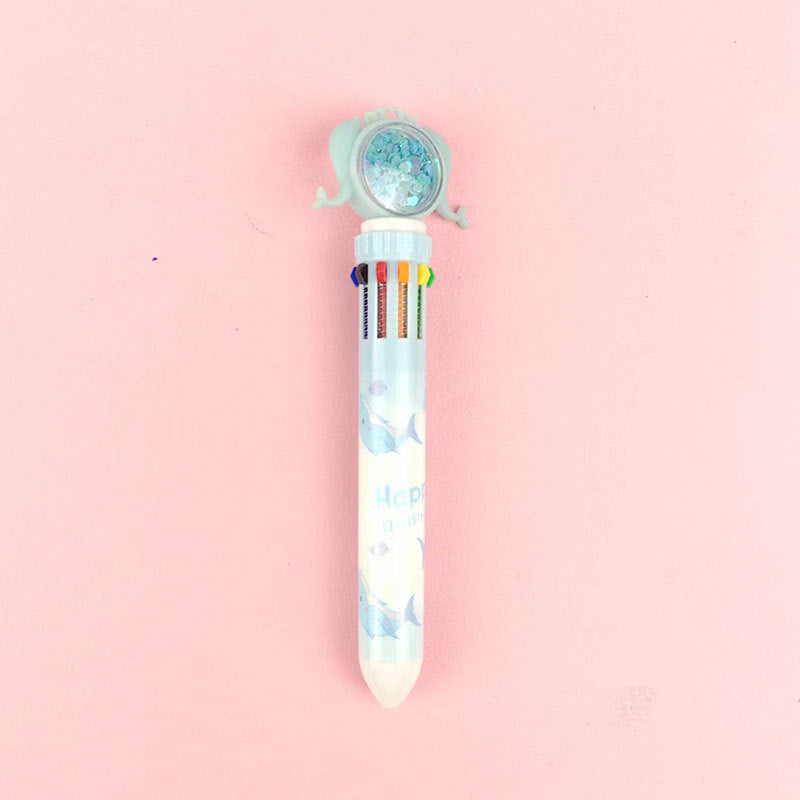 Plástico al por mayor de plástico pequeño delfín diez colores bolígrafo