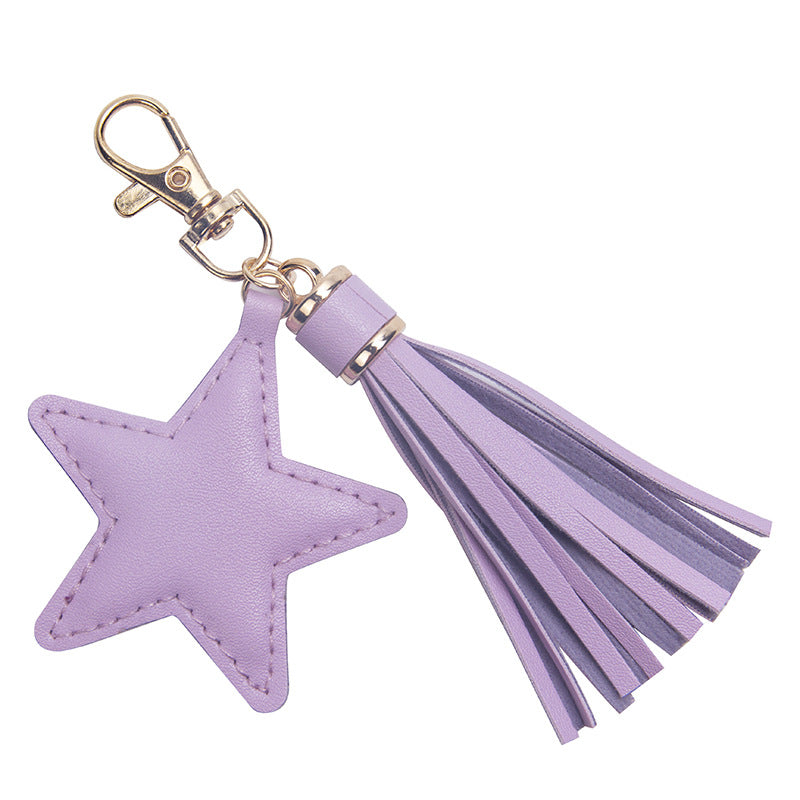 Wholesale Pu Pentagram Tassel New Key Chain