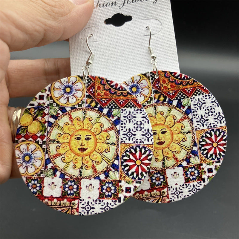 Wholesale Bohomian Vintage Wood Big Earrings