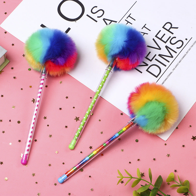 Wholesale Plastic Colored Fur Ball Pens