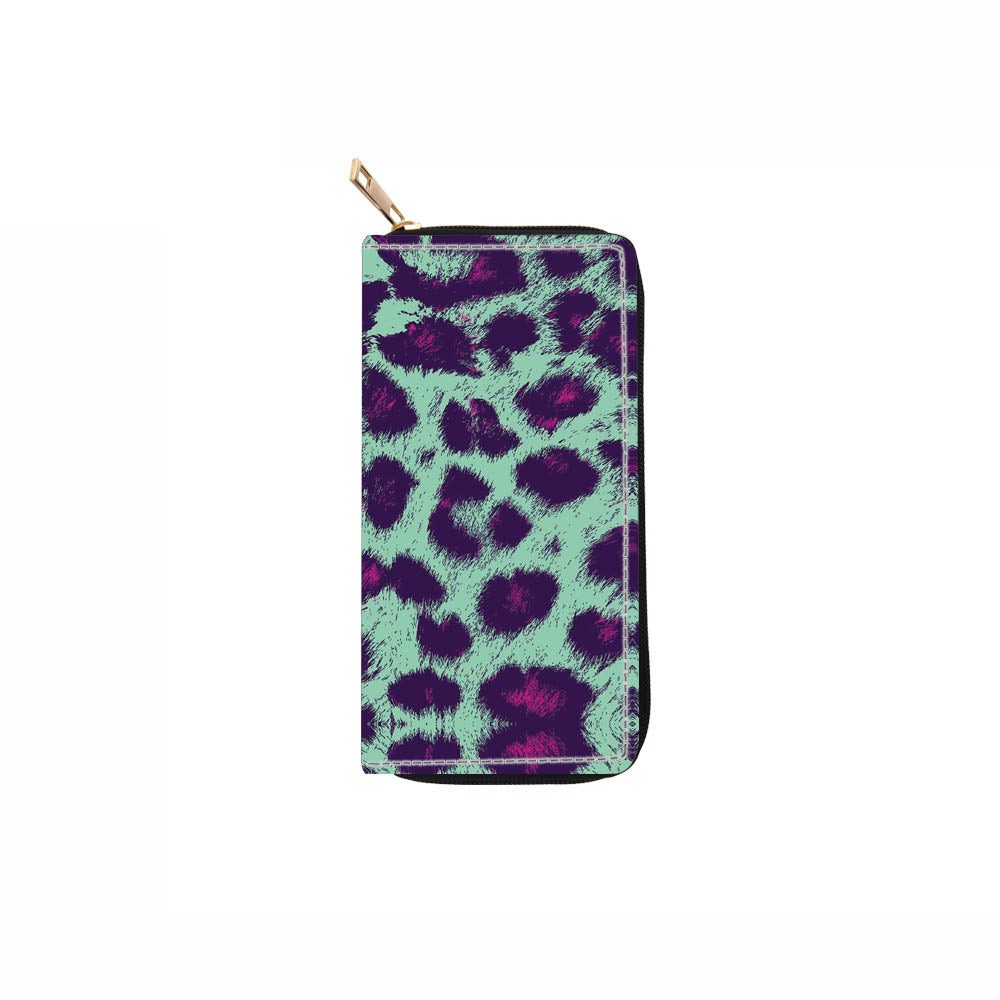 Wholesale Colorful Snake Leopard Pattern Long PU Zipper Wallet