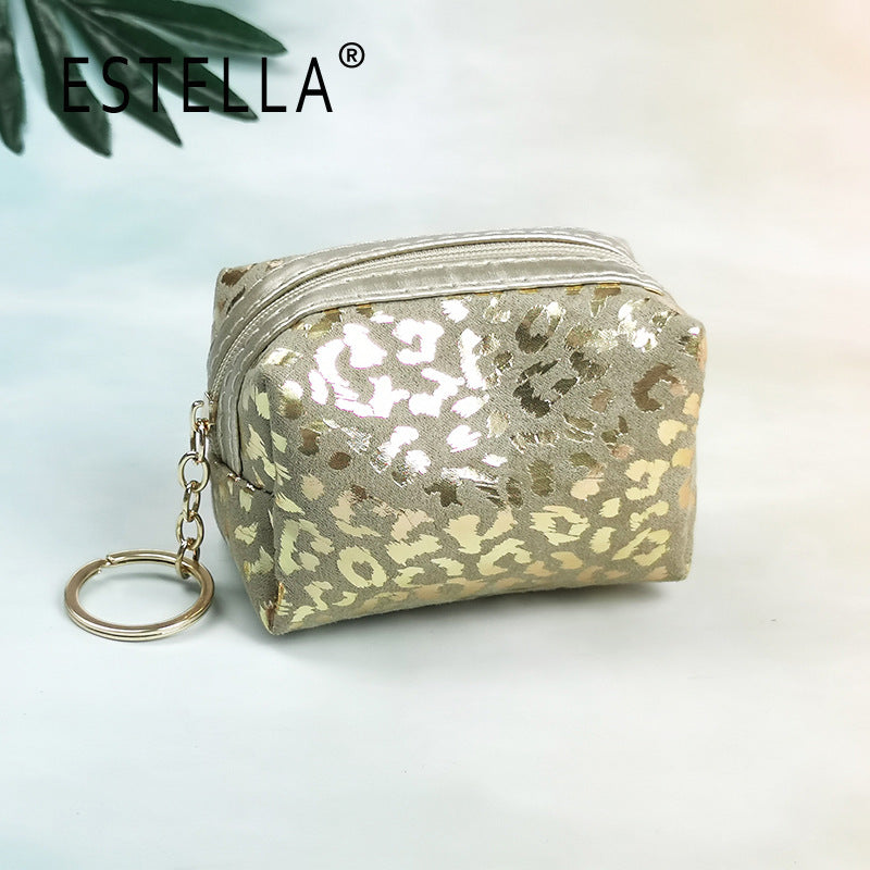Wholesale Hot Stamping Leopard Print Coin Purse Mini Keychain Bag Wallet Keychain
