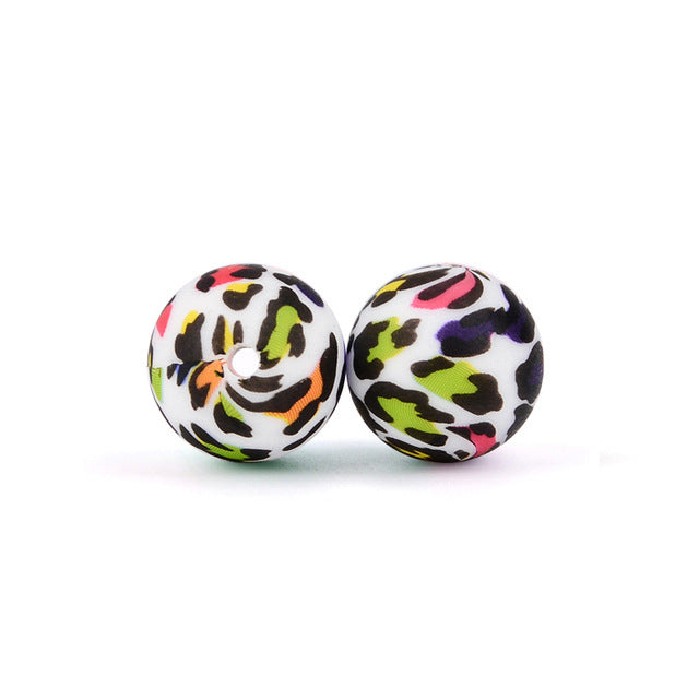 Wholesale 40PCS Colorful Leopard Print Silicone Beads