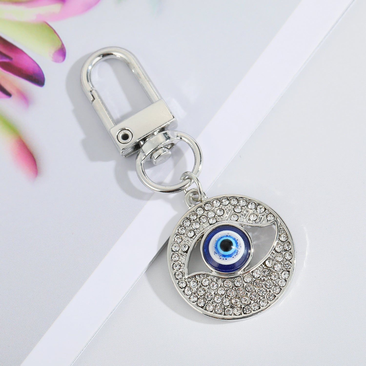 Wholesale 5PCS Devil Eye Oil Drip Keychain