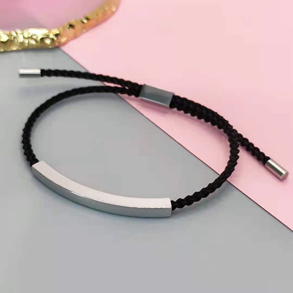 Wholesale Non-fading Adjustable Braided Titanium Steel Hollow Elbow Titanium Steel Bracelet