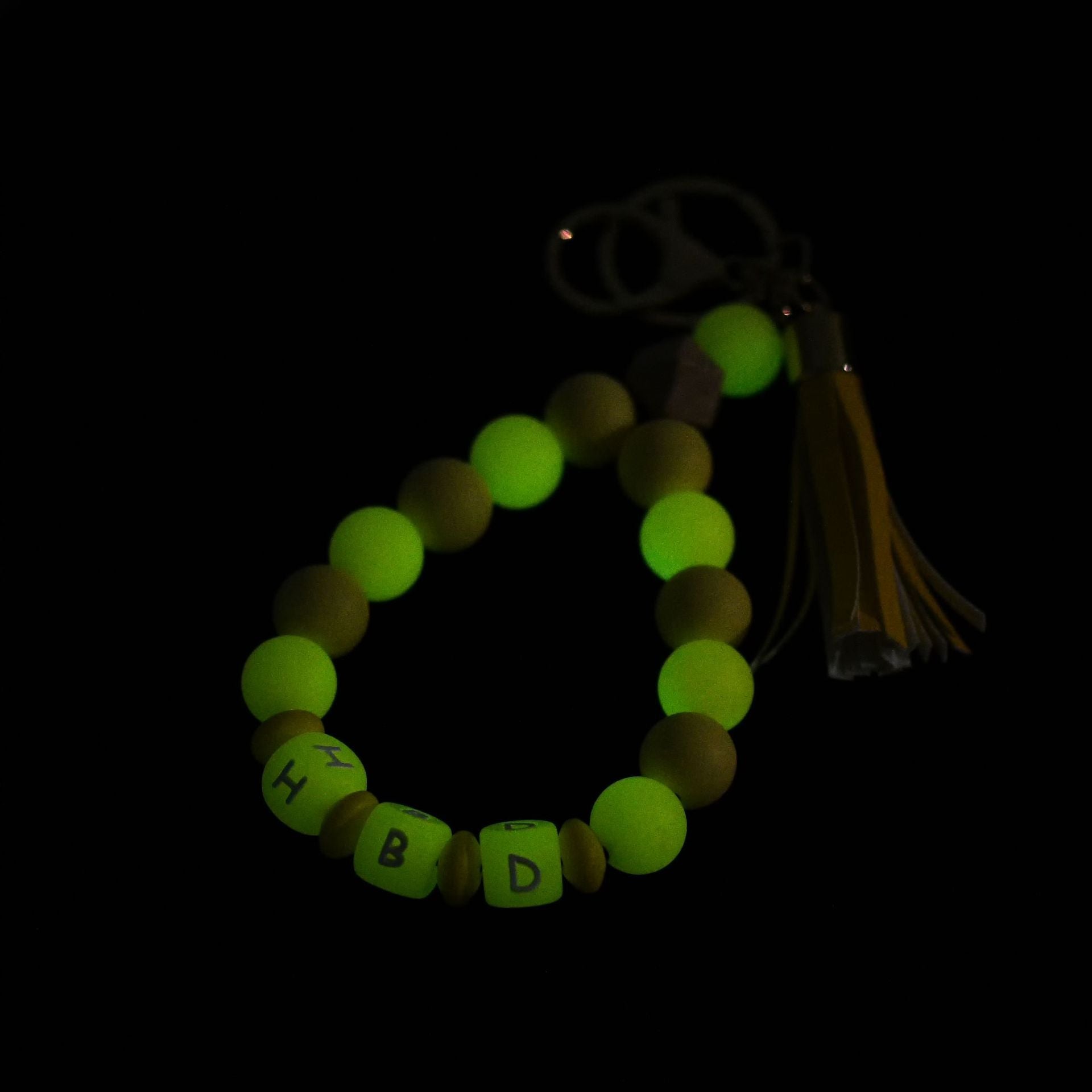 Wholesale Luminous Color Silicone Beaded Wrist Keychain