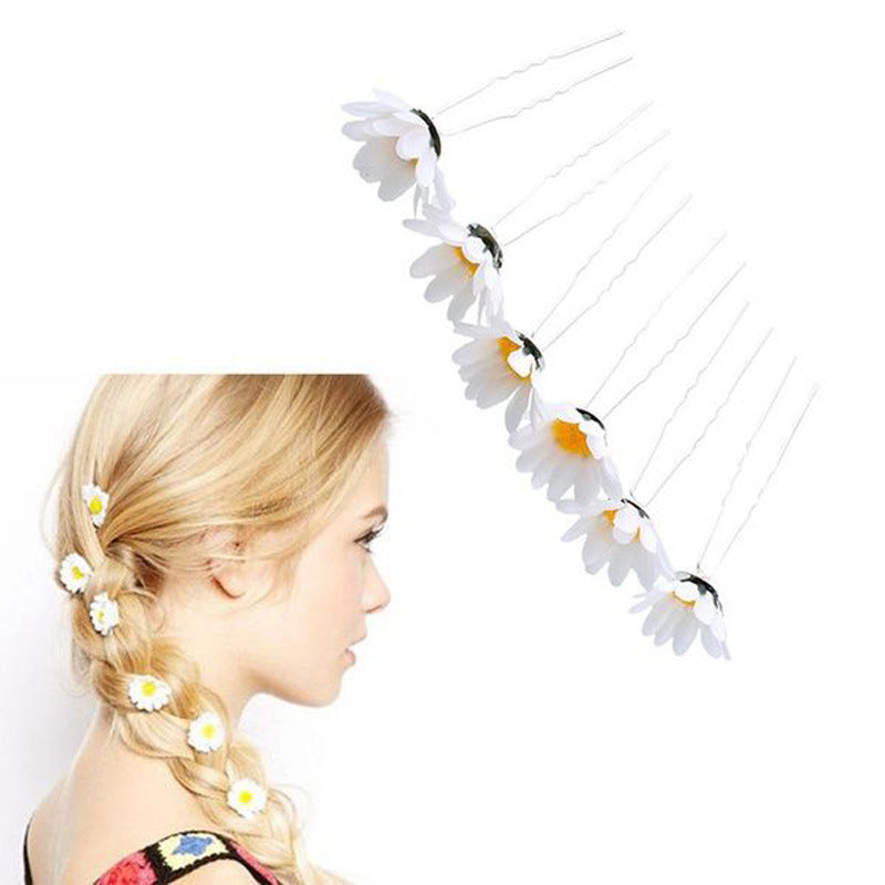 Wholesale Silk Cloth Imitation Sunflower Pin U-shaped Hair Fork