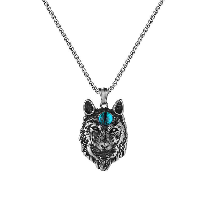 Wholesale Vintage Wolf Head Stainless Steel Necklace