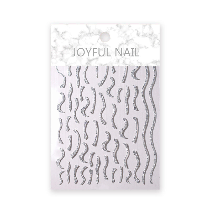 Venta al por mayor Glitter Silver Block Curve French Stripe Curve Mejora de uñas de resina