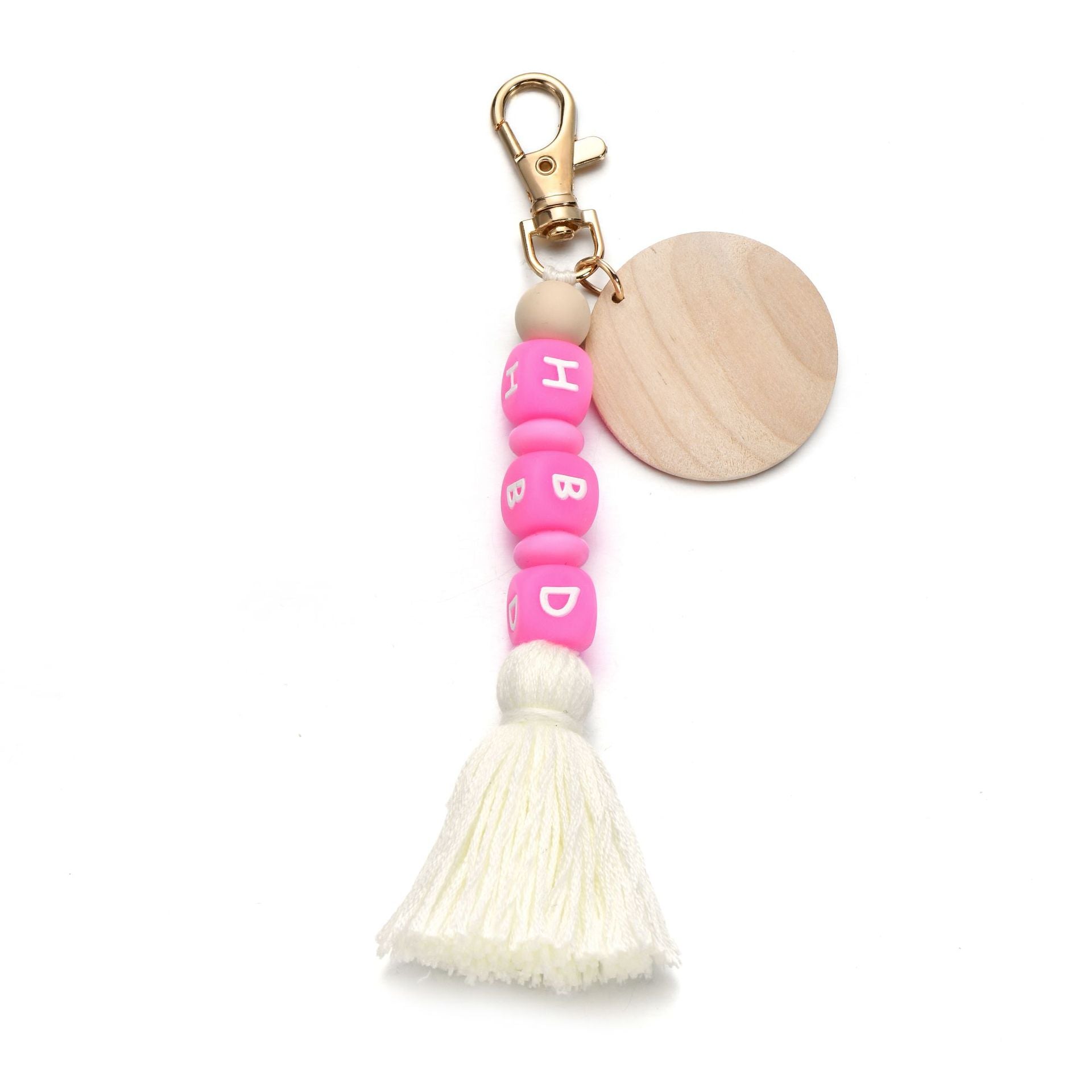 Llavero con cuentas de silicona de color luminoso al por mayor