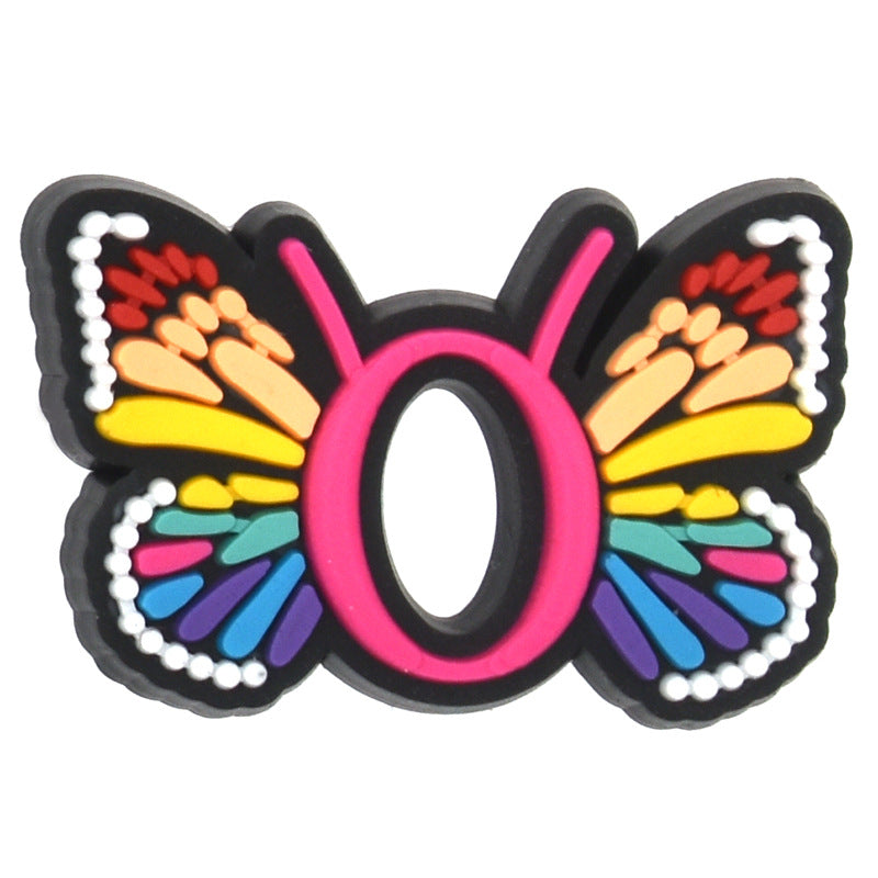 Al por mayor 100 PCS PVC Cartoon Butterfly Alphabet Diy Hebillas