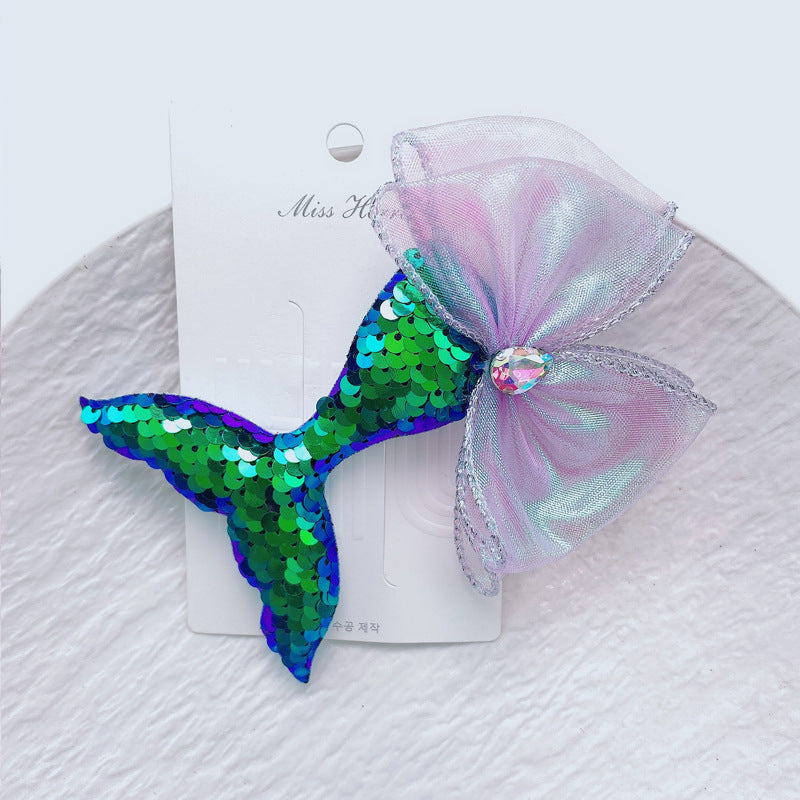 Wholesale Laser Sequins Mermaid Bow Knot Headwear for Kids