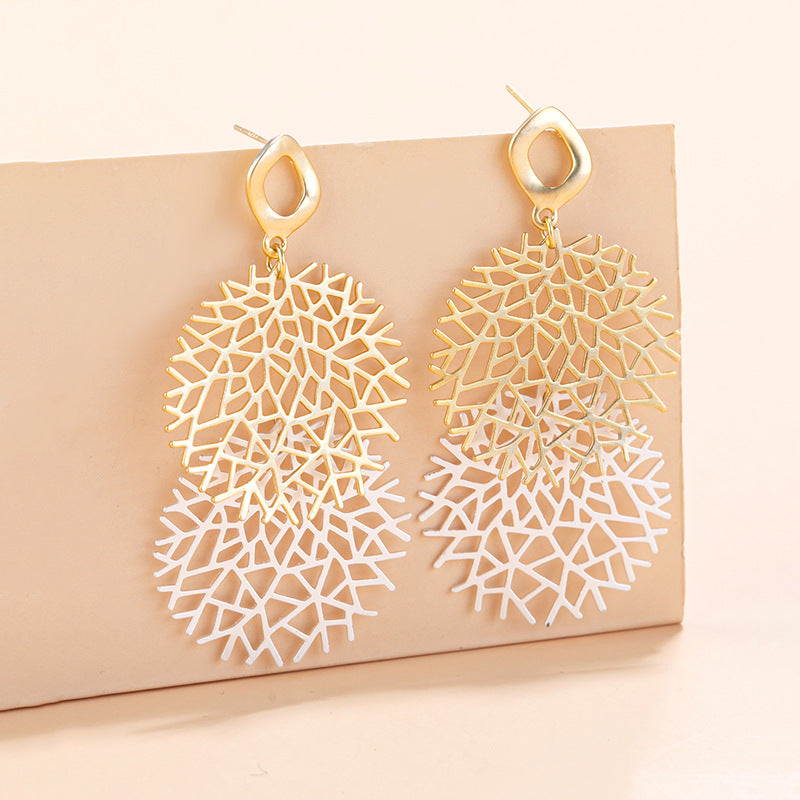 Wholesale Openwork Leaf Metal Earrings