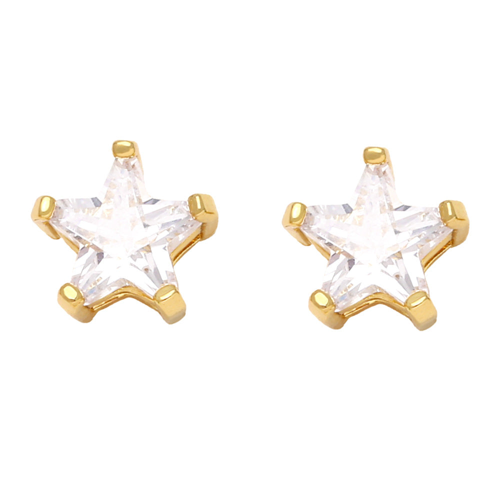 Wholesale Pentagram Copper Ear Studs
