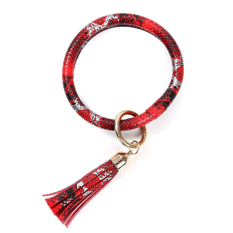 Wholesale PU Leather Snake Pattern Wrist Keychain