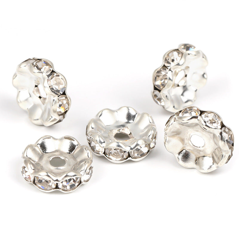 Venta al por mayor 5-17MM Ronda Ondulado 15MM Perlas de Metal 100pcs