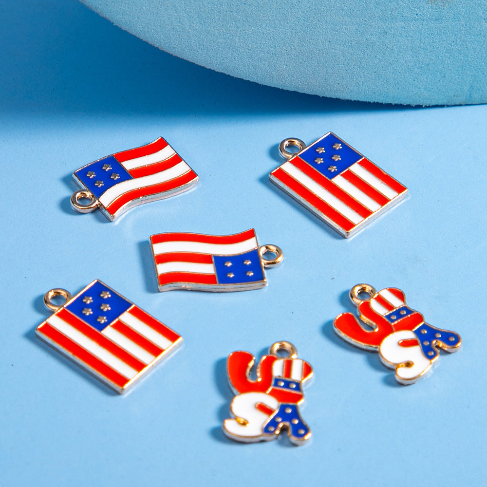 Al por mayor 10-100pcs/Pack American Independence Day Flag DIY ALEAY ALEY ACCESORIOS DE ACEITE DE ACEITE