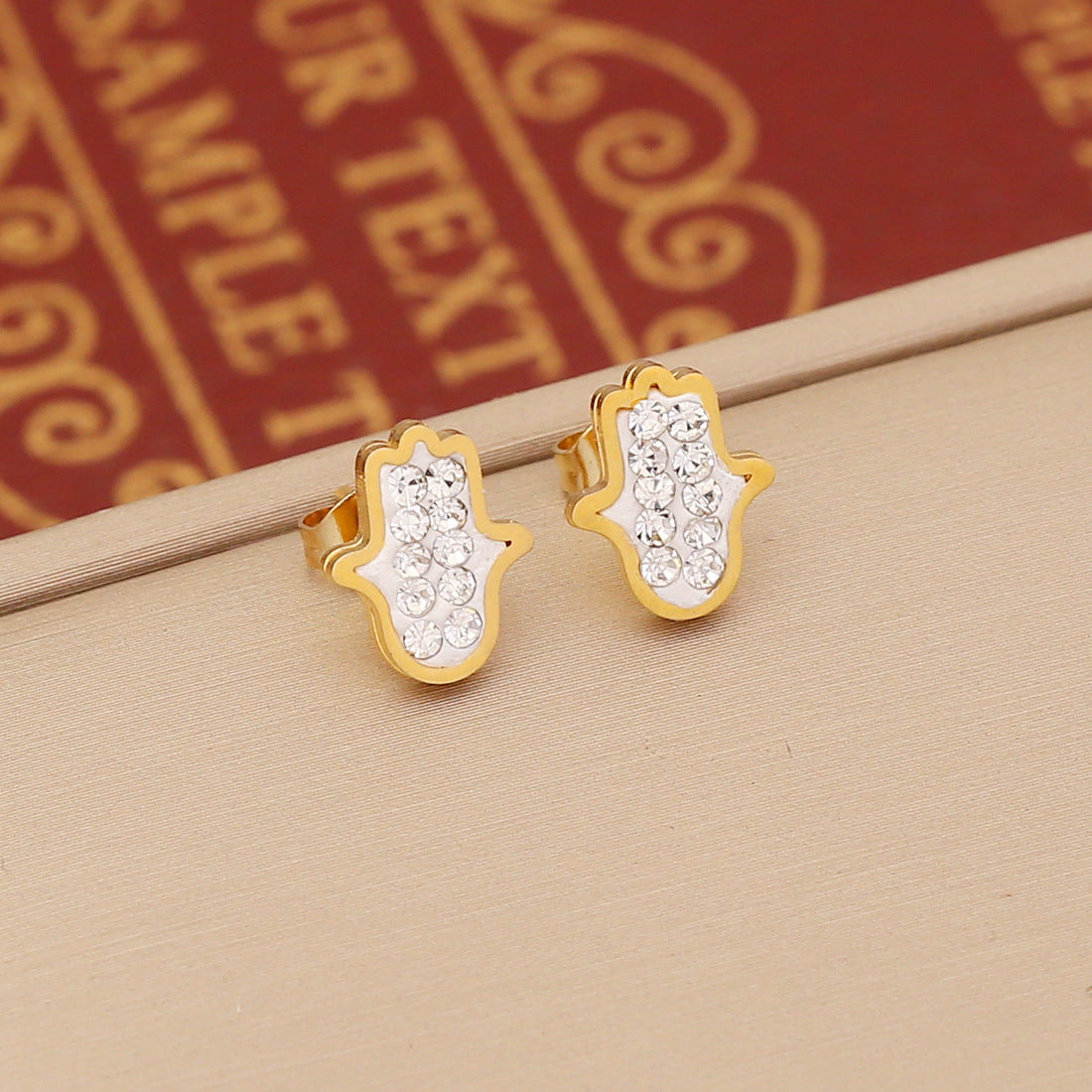 Wholesale Stainless Steel Full Diamond Heart Earrings