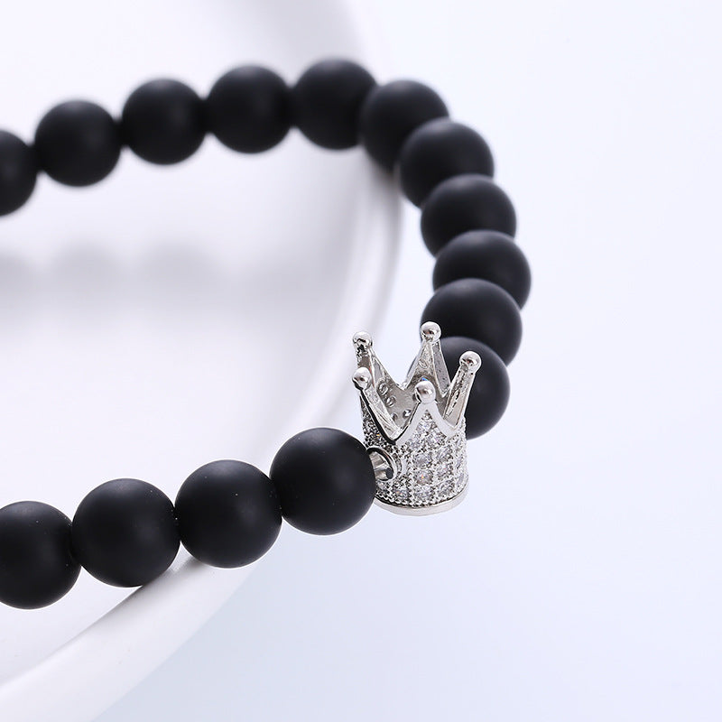 Wholesale Zircon Crown Beaded Copper Bracelet