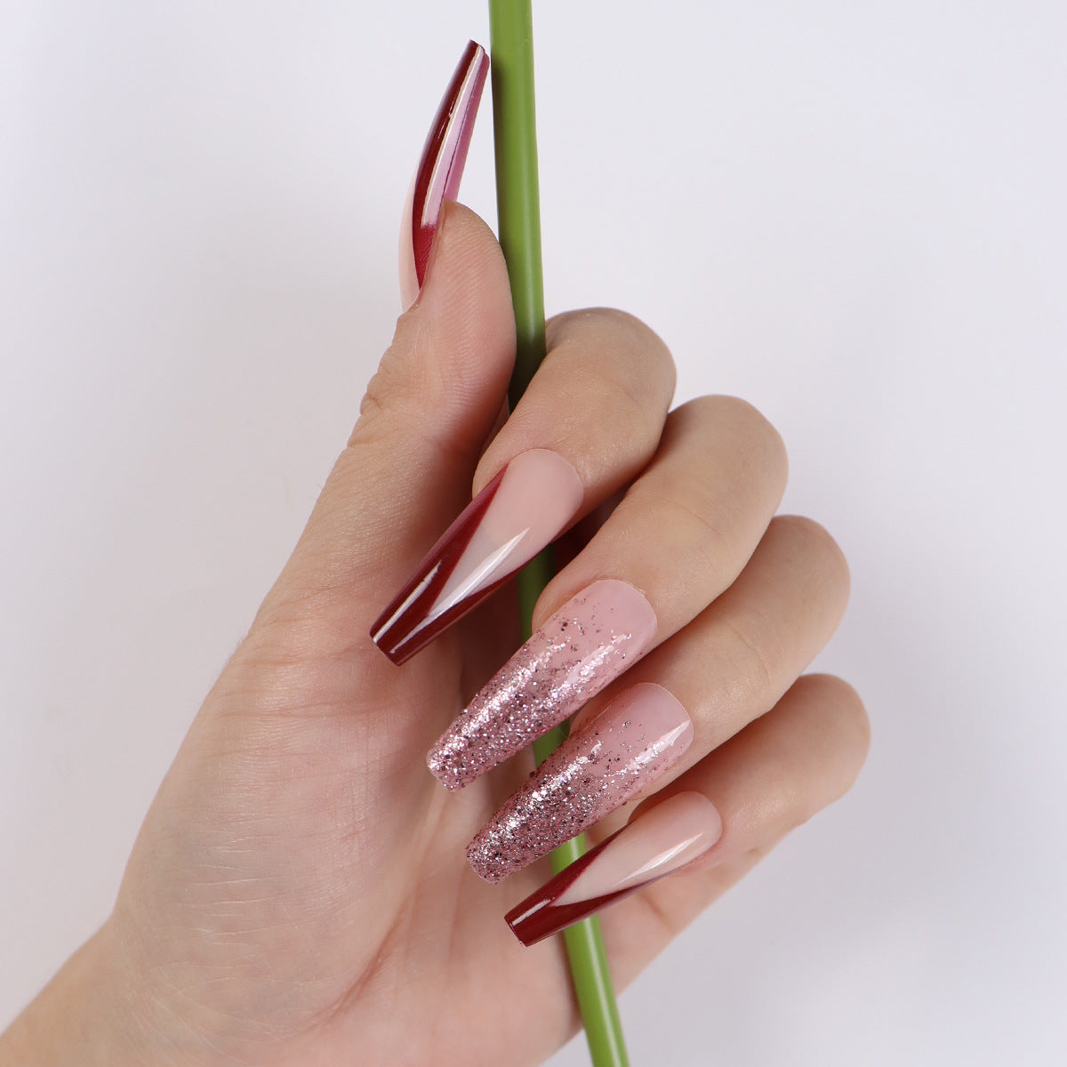 Parches de mejora de uñas largas de plástico de plástico de 24 piezas al por mayor