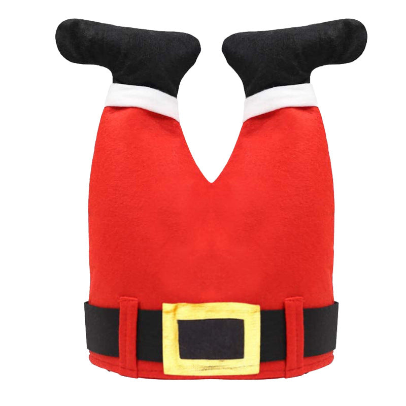 Wholesale Christmas Creative Funny Red Trouser Leg Hats for Children and Adults Christmas Hats