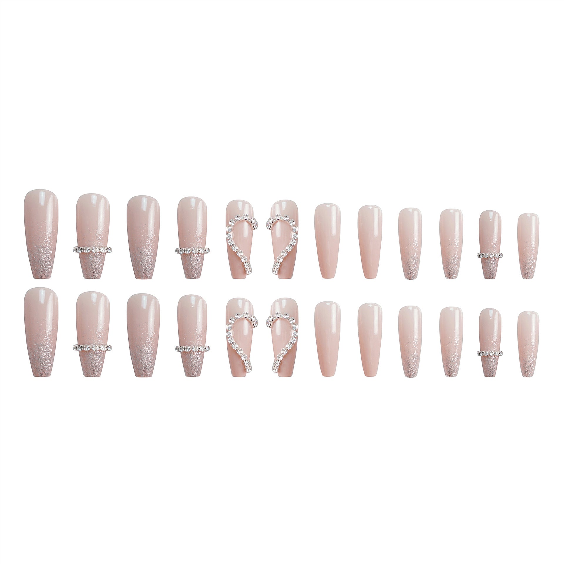 Wholesale False Nails Detachable Heart Shape With Drill Nail Stickers