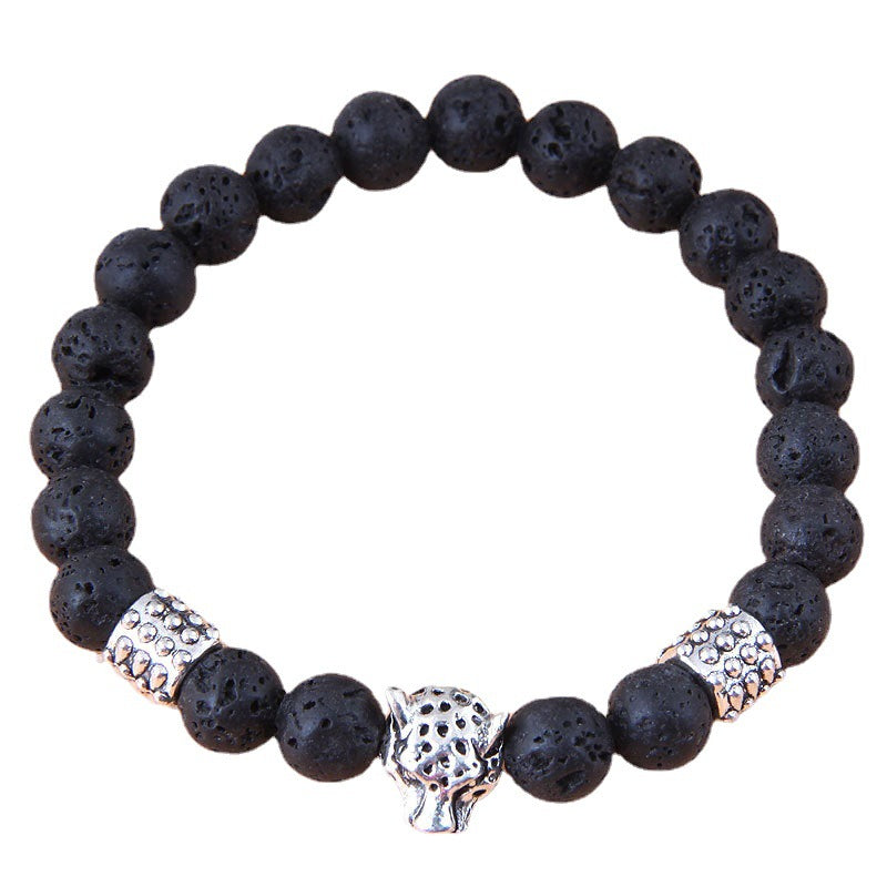 Wholesale Metal Owl Lava Stone Bracelet