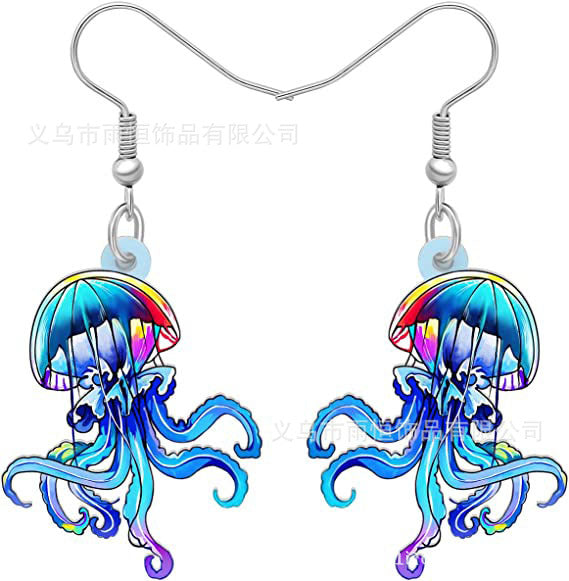 Wholesale 10PCS/PAIRS Cartoon Jellyfish Acrylic Earrings