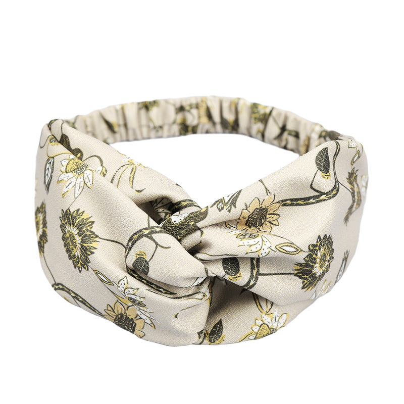 Wholesale Vintage Satin Geometric Pattern Printed Headbands