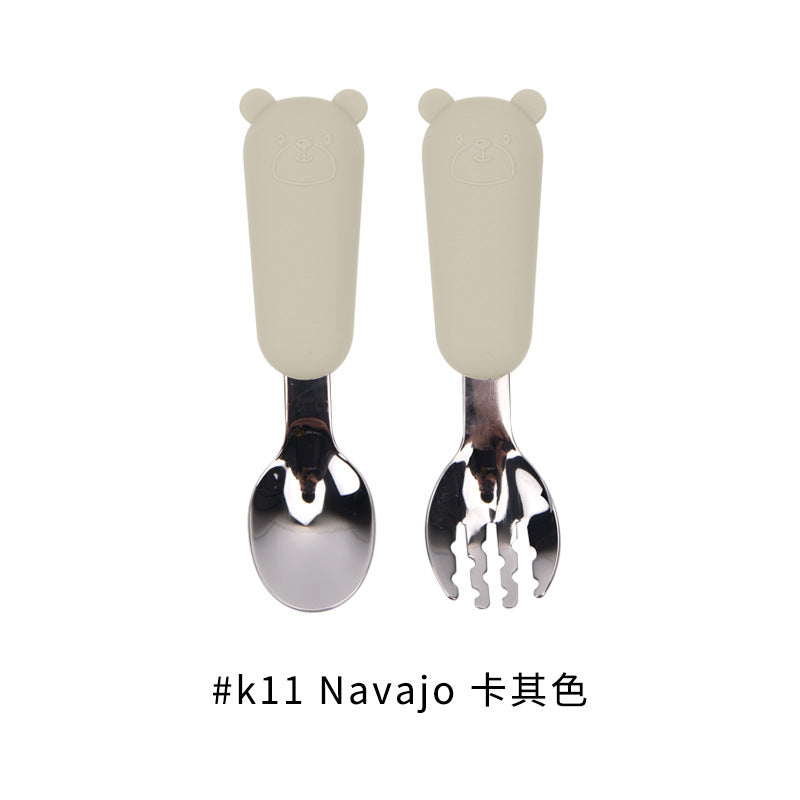 Wholesale Baby Stainless Steel Fork Spoon Set Baby Supplies