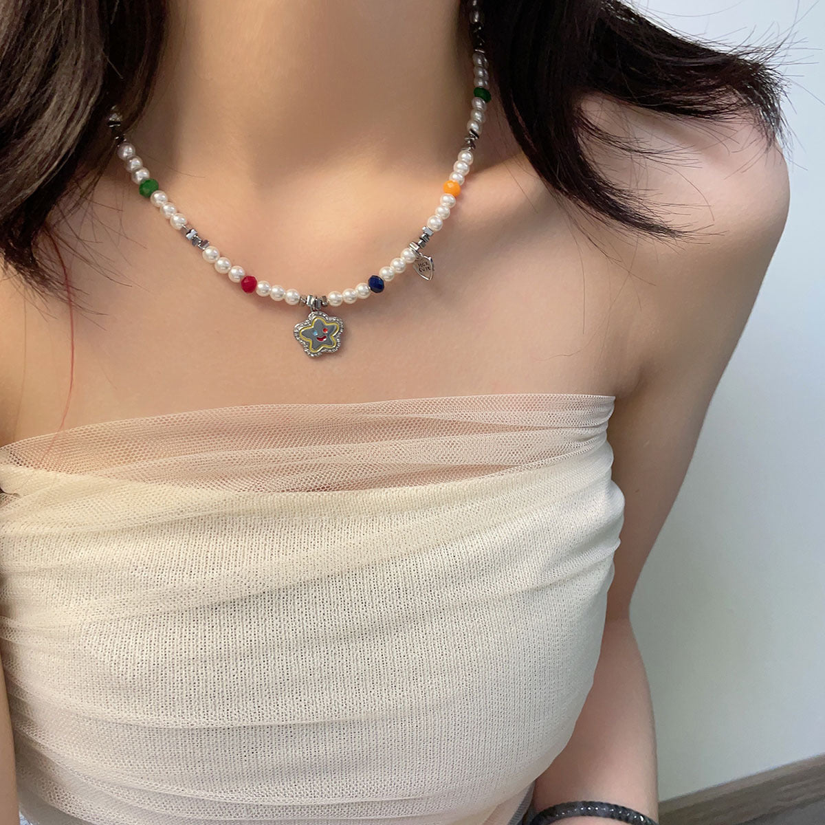 Wholesale Bronze Star Pearl Necklace