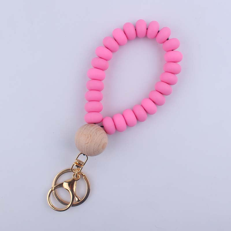 Wholesale Silicone Flat Bead Beaded Wrist Keychain