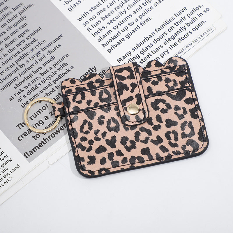 Llavero de tallador de cartas de girasol leopardo de cuero al por mayor