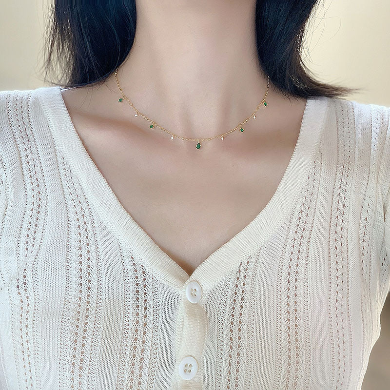 Wholesale Slim Vintage Accessories Zirconia Copper Necklace