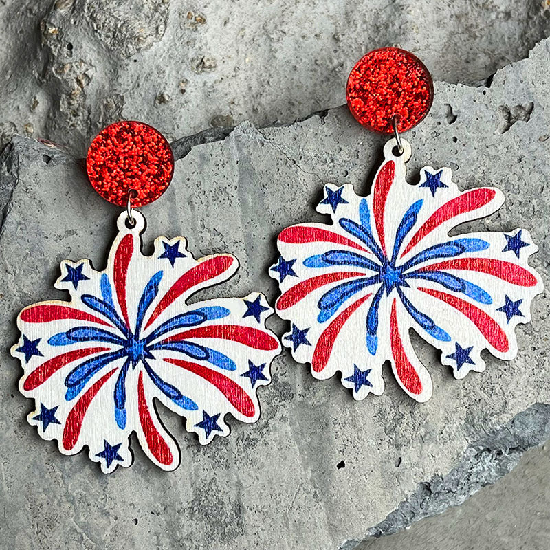 Wholesale 2Pairs/Pack Independence Day Wood Earrings