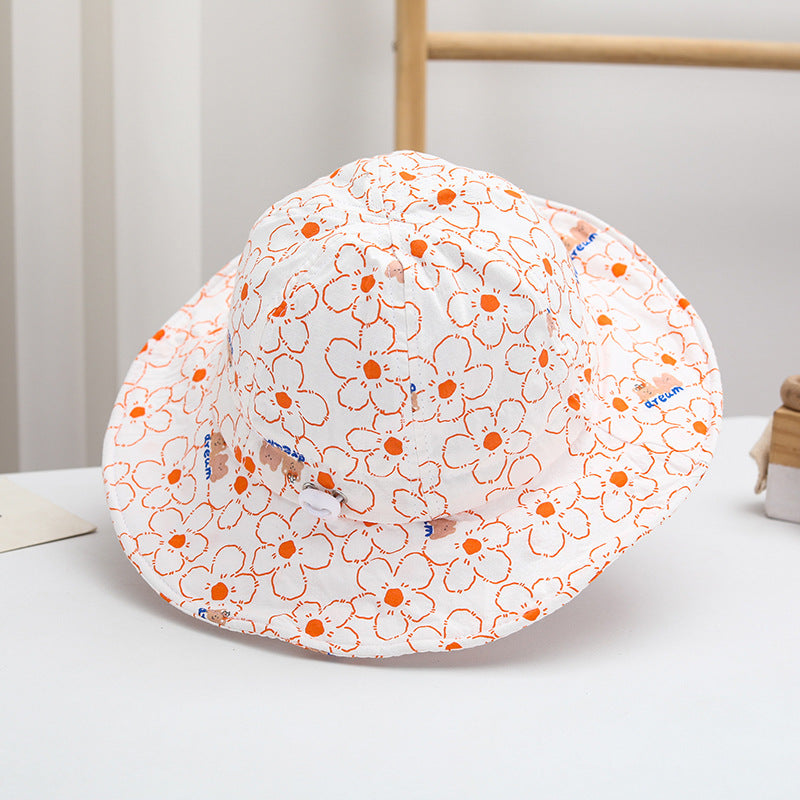 Sombrero de pescador para niños con diseño de osito grande de algodón al por mayor