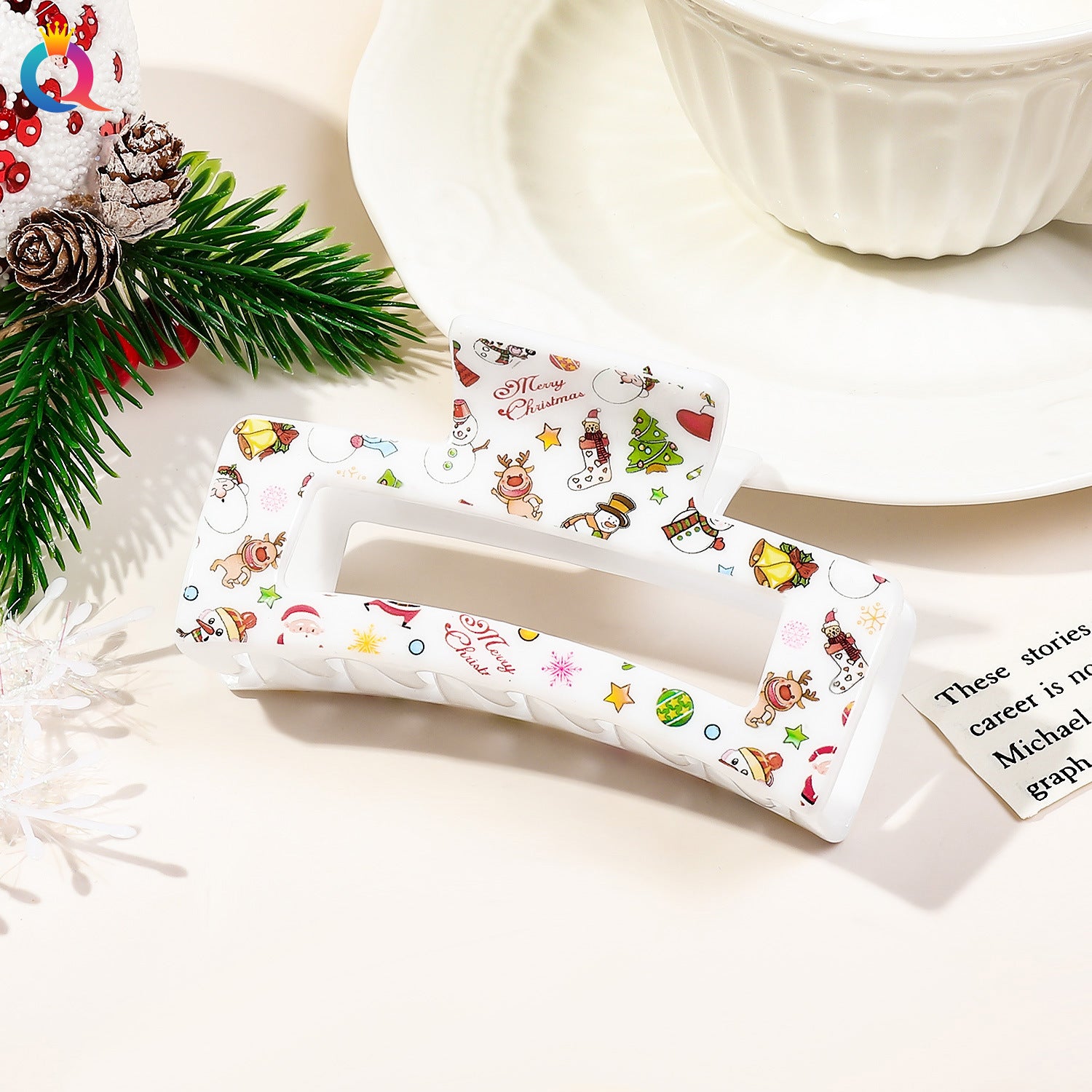 Wholesale Christmas Printed Hair Clips